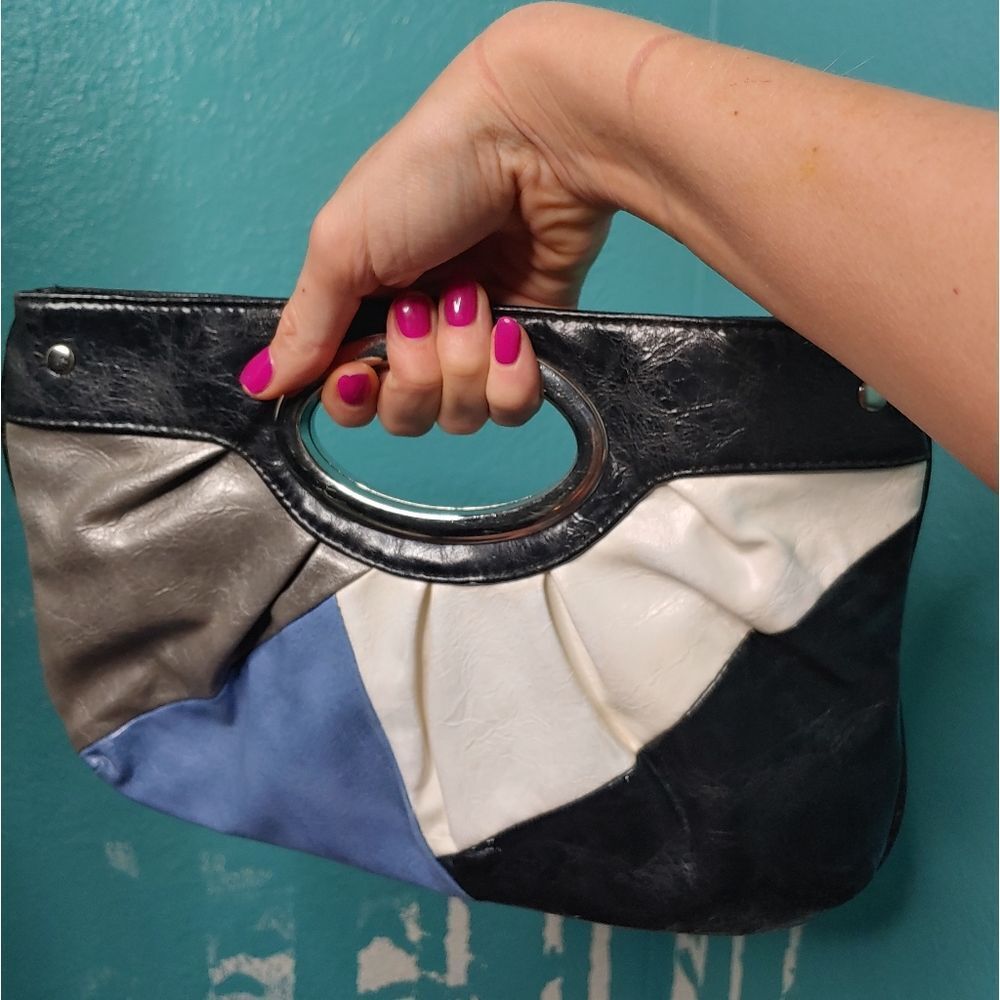 Vintage New York & Co Magnetic Closure Color Block Clutch